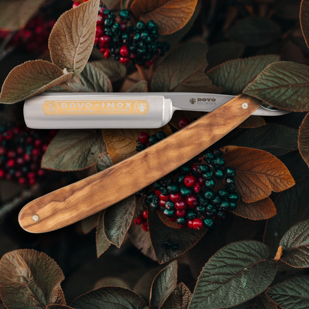Dovo Inox Straight Razor 5/8" Olive Wood Stainless Steel