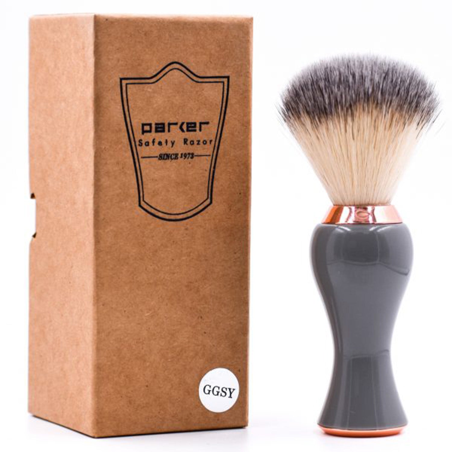 Parker Gray & Rose Resin Synthetic Shaving Brush & Acrylic Shaving Brush Stand