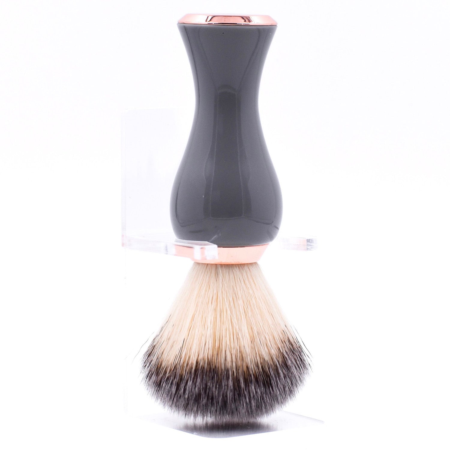 Parker Gray & Rose Resin Synthetic Shaving Brush & Acrylic Shaving Brush Stand