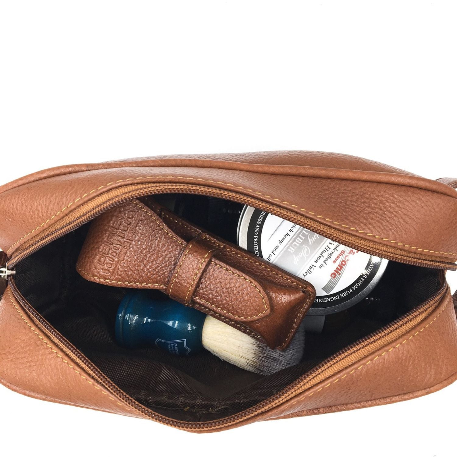 Parker Leather Saddle Travel Dopp Kit by Parker sold by Naked Armor Razors