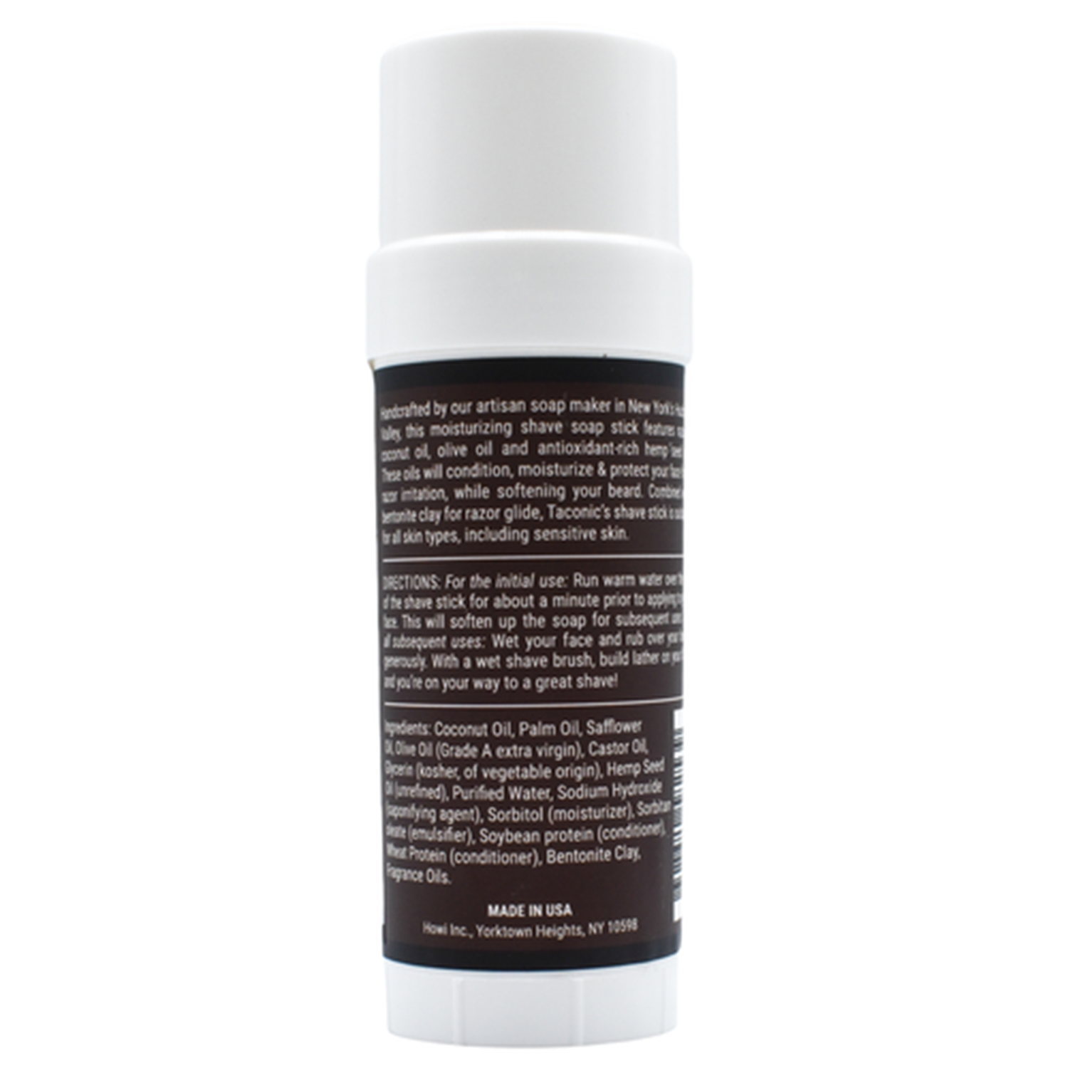 Taconic Shave Hemp & Bay Rum Twist Up Shaving Soap Stick 2.5 oz