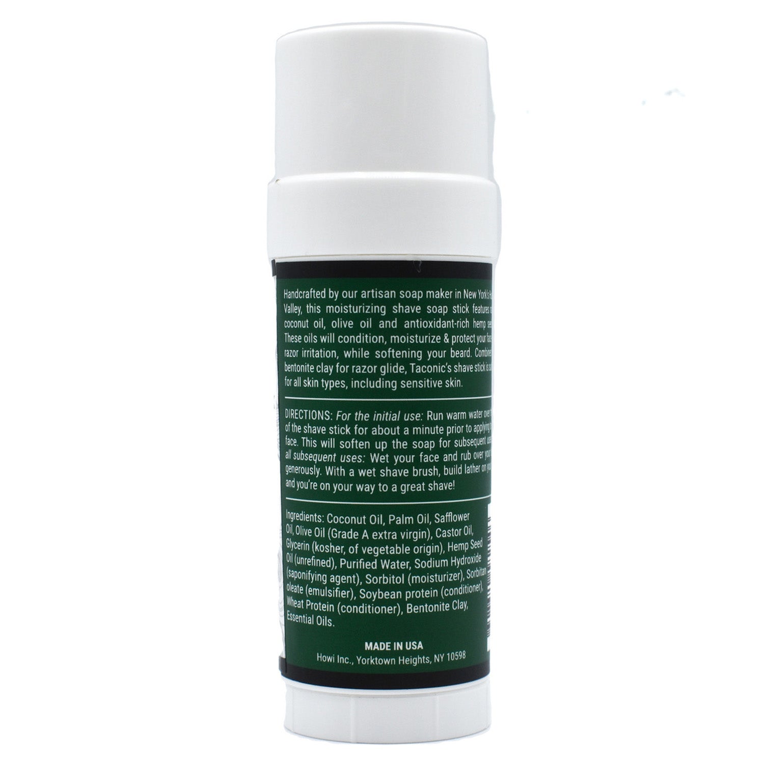 Taconic Shave Hemp & Eucalyptus Mint Twist Up Shaving Soap Stick 2.5 oz