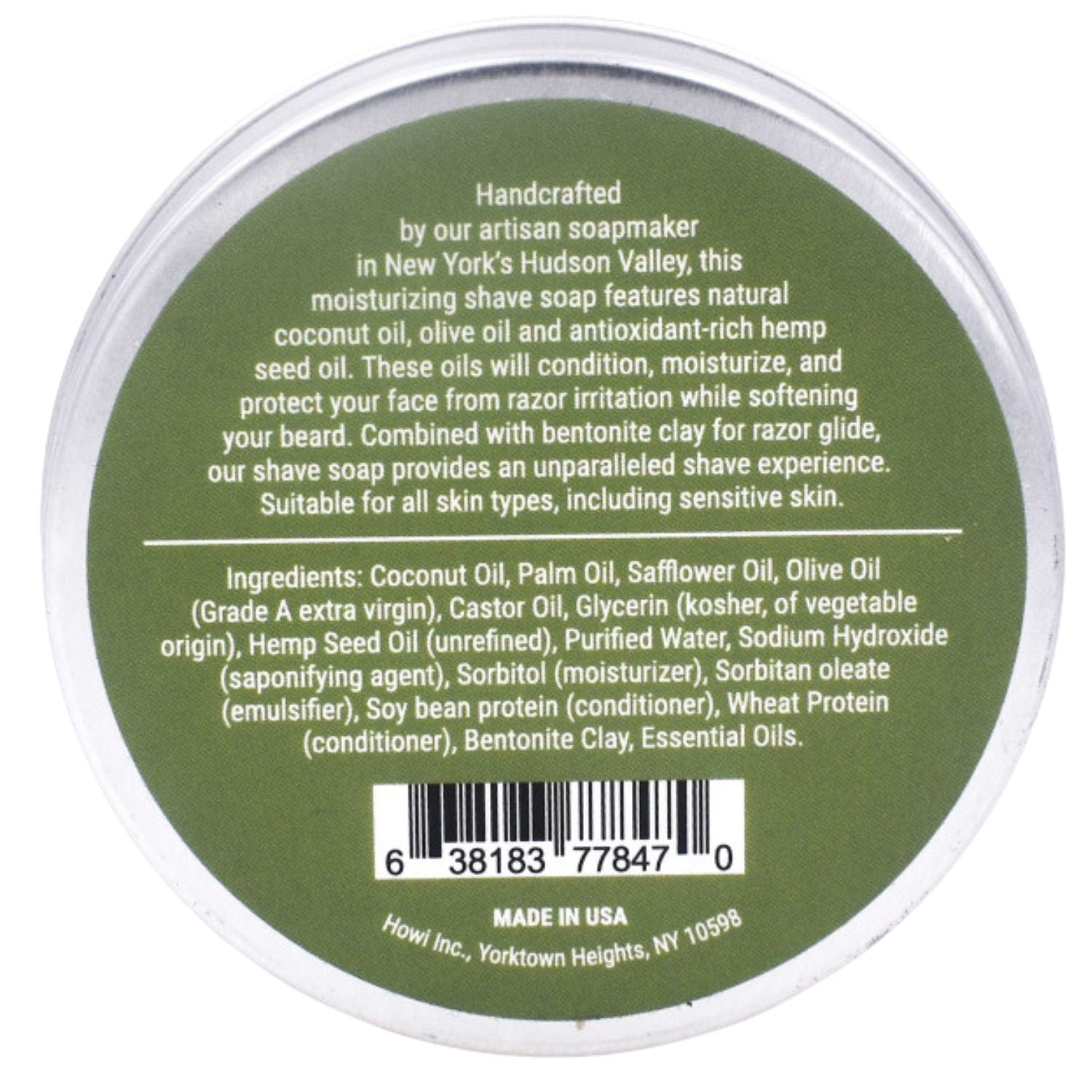 Taconic Shave Hemp & Urban Woods Shaving Soap 4 oz
