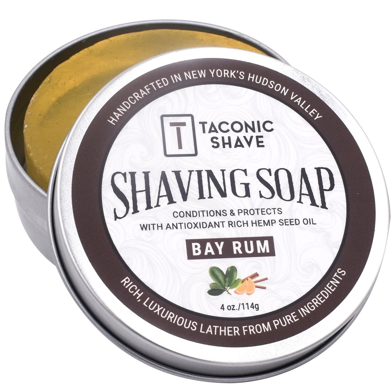 Taconic Shave Hemp & Bay Rum Shaving Soap 4 oz
