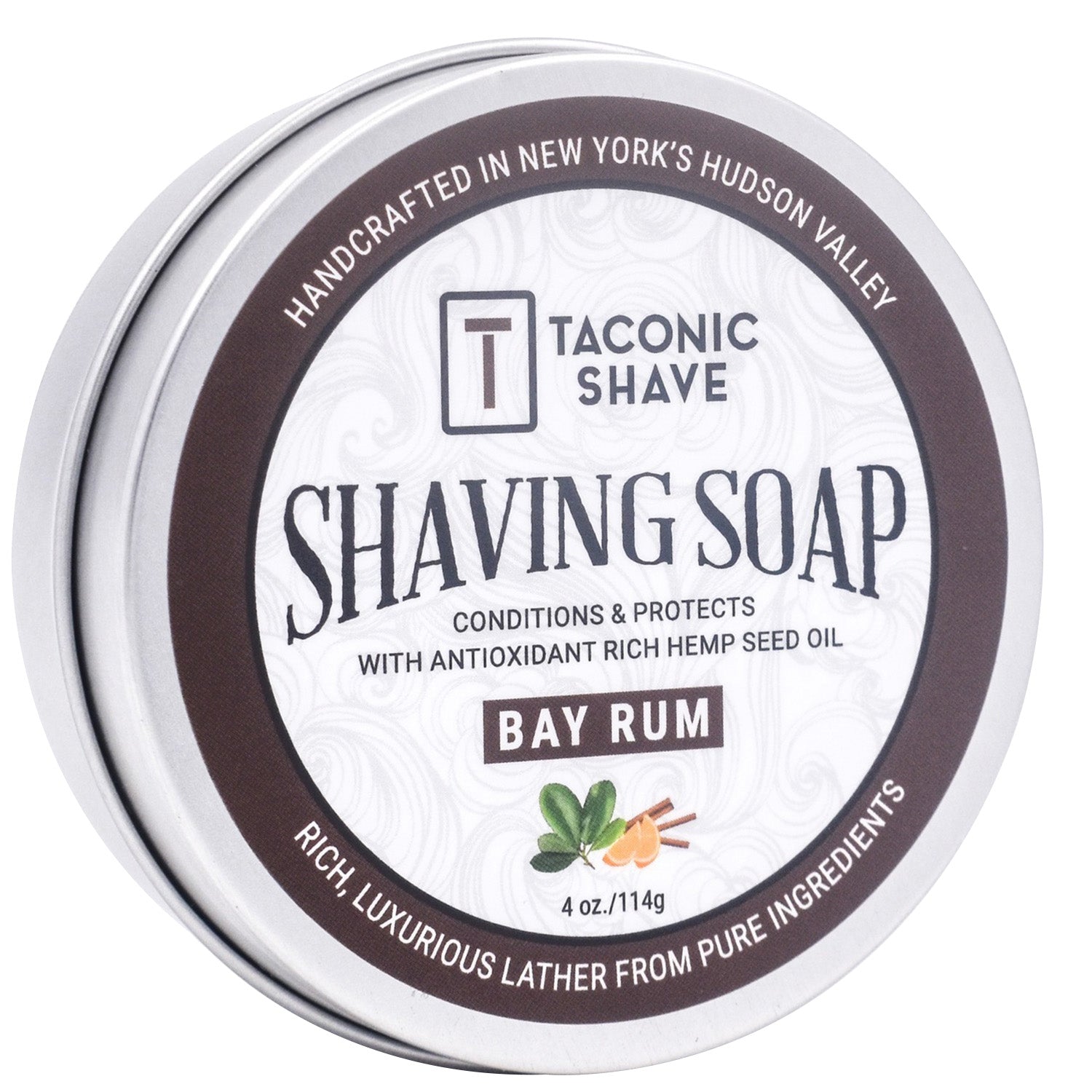 Taconic Shave Hemp & Bay Rum Shaving Soap 4 oz