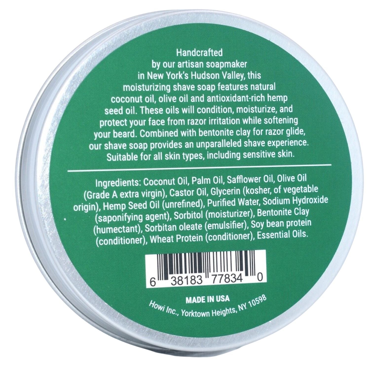 Taconic Shave Hemp & Eucalyptus Mint Shaving Soap 4 oz