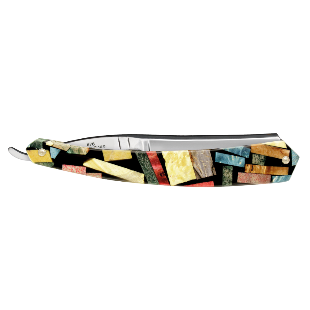 Thiers Issard 'Médaille Pascal' Straight Razor 6/8" Harlequin Stabilized Poplar Wood Carbon Steel