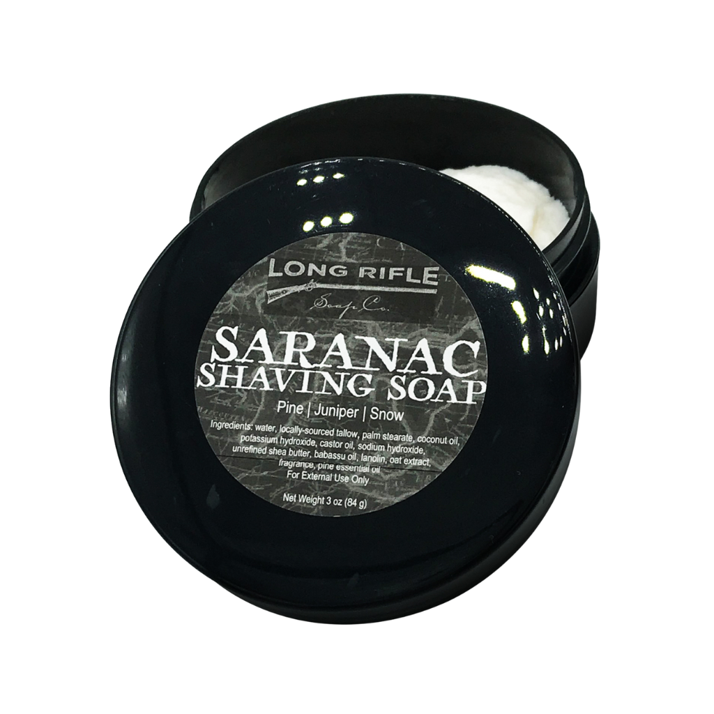 Long Rifle Tallow and Lanolin Saranac Container Pour Shaving Soap 3 oz