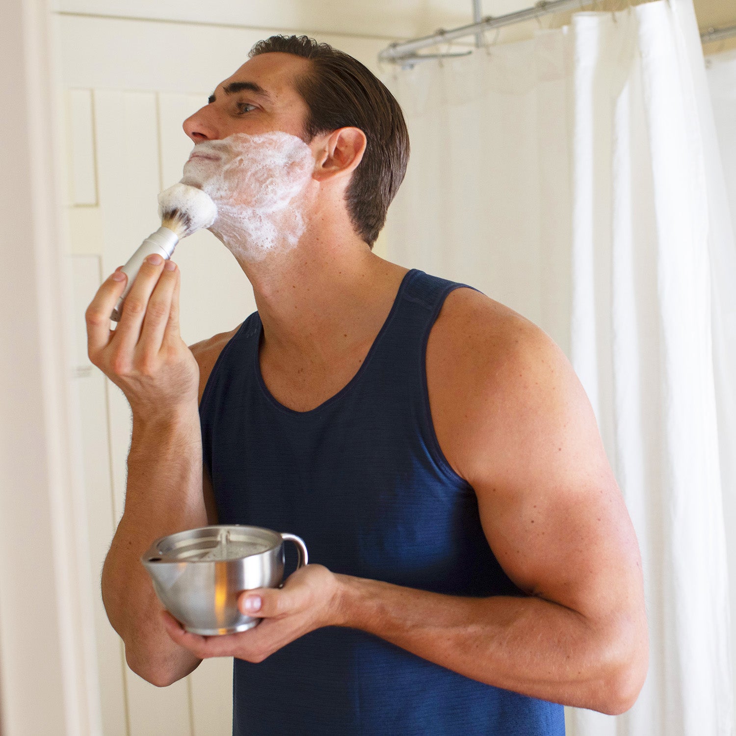 Naked Armor Aluminum Collapsible Synthetic Shaving Brush.