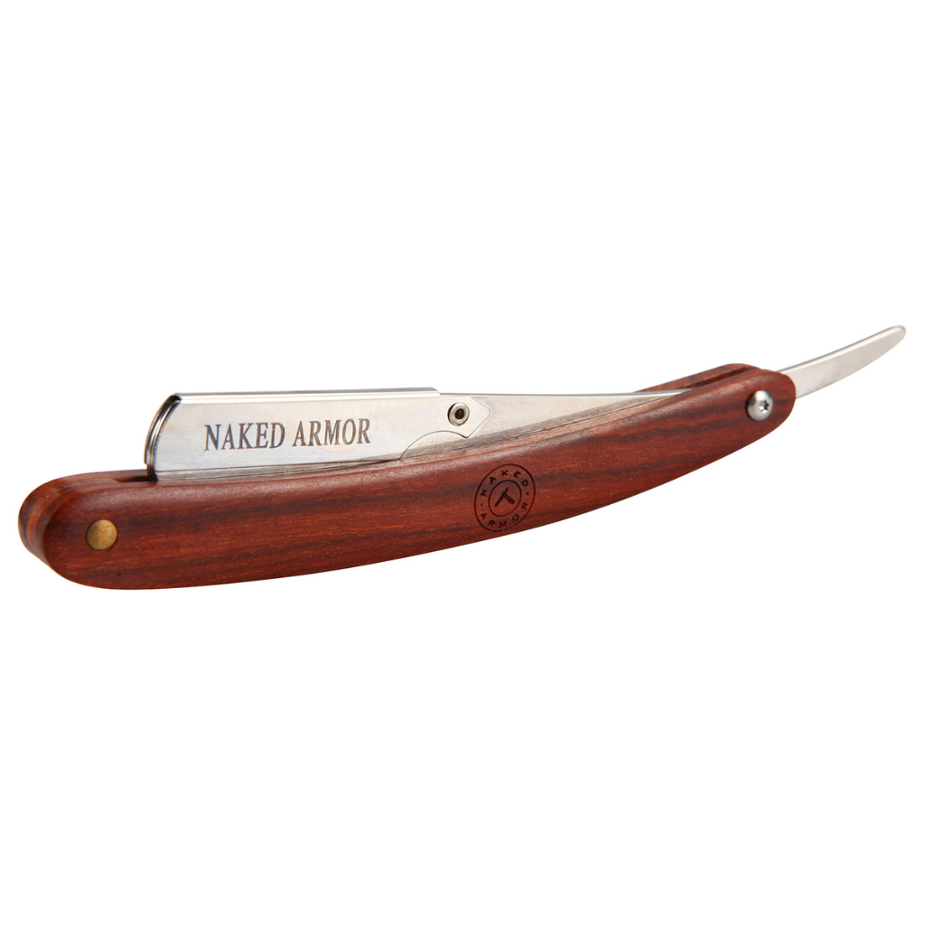 Naked Armor Hector Shavette Mahogany Wood Japanese Stainless Steel Shoulder and Tang.