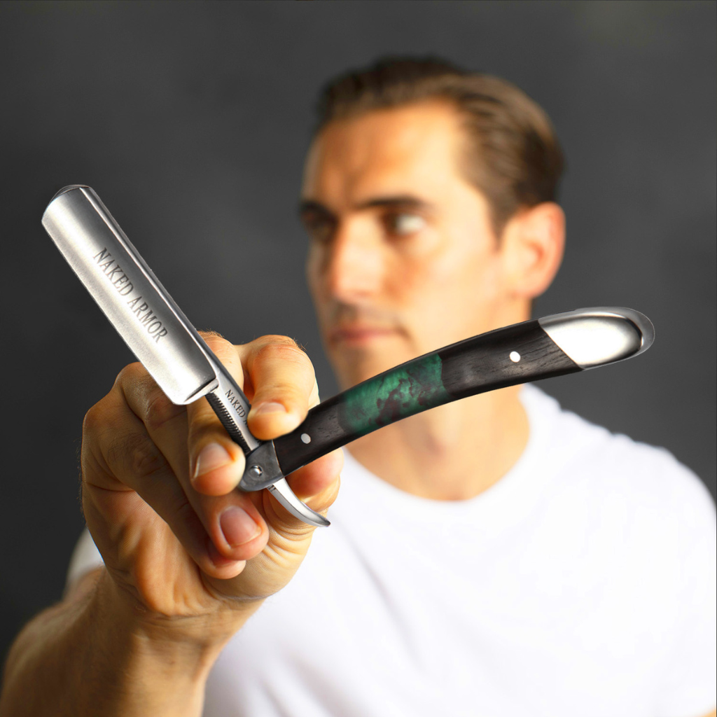 Naked Armor Mador Straight Razor 7/8" Ebony Wood Japanese Steel.