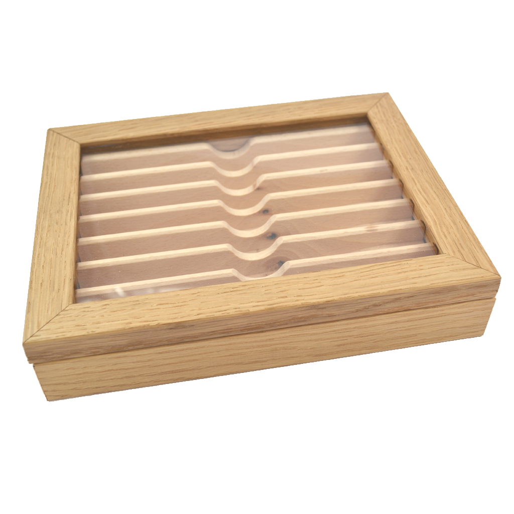 Thiers Issard Oak Box with Glass Window for Seven Razors