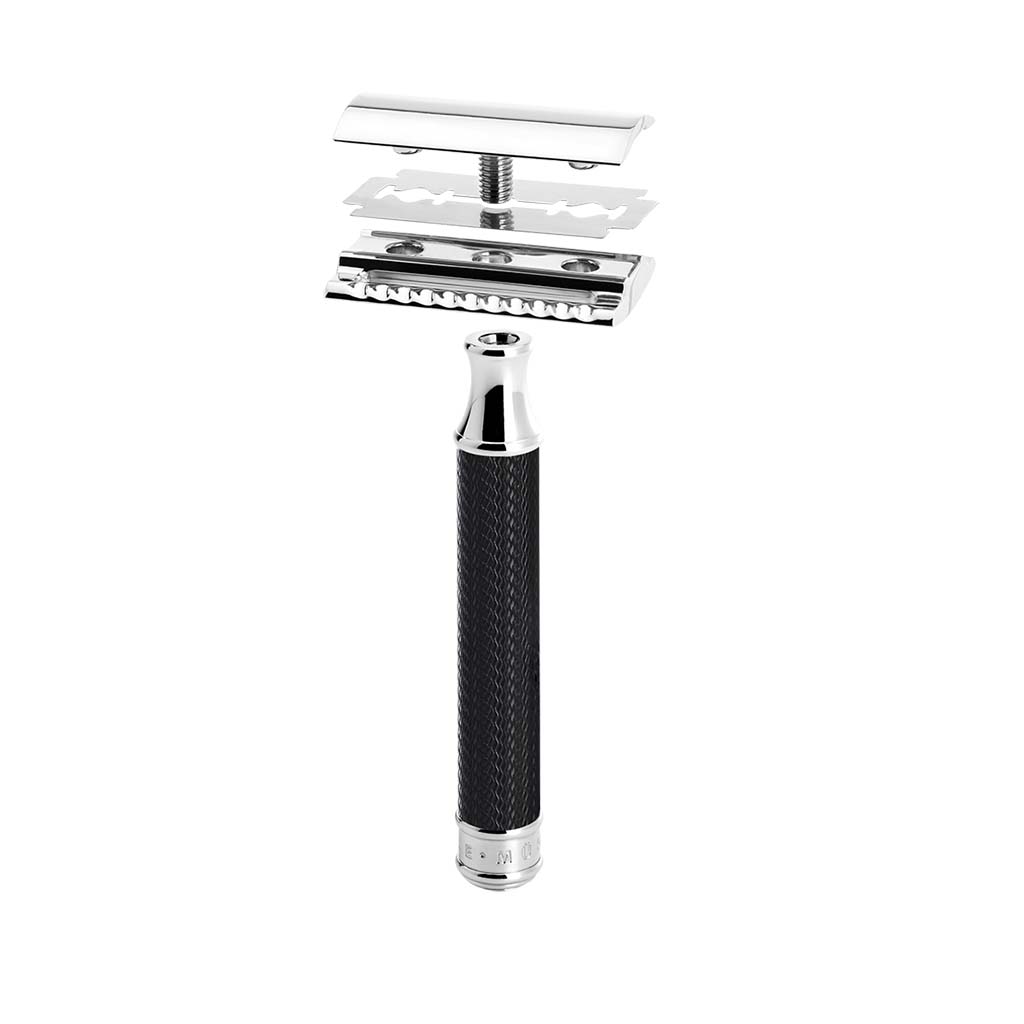 Muhle S091M89 Traditional Black and Chrome 3-piece Safety Razor Set