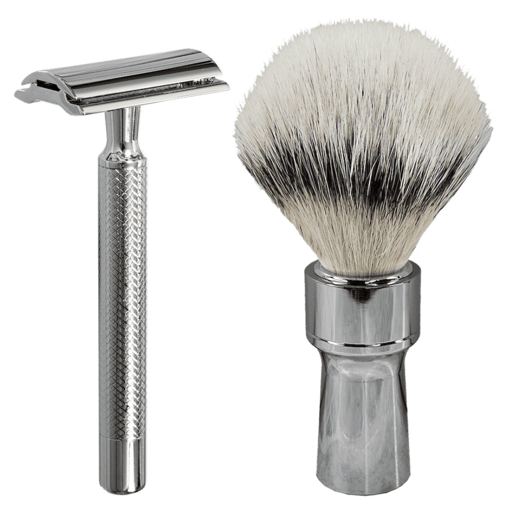 Dovo Primo I Synthetic Silvertip Shaving Brush & Safety Razor Set