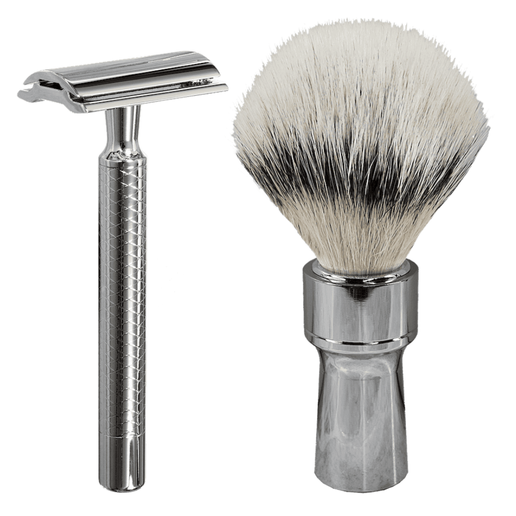 Dovo Primo II Synthetic Silvertip Shaving Brush & Safety Razor Set