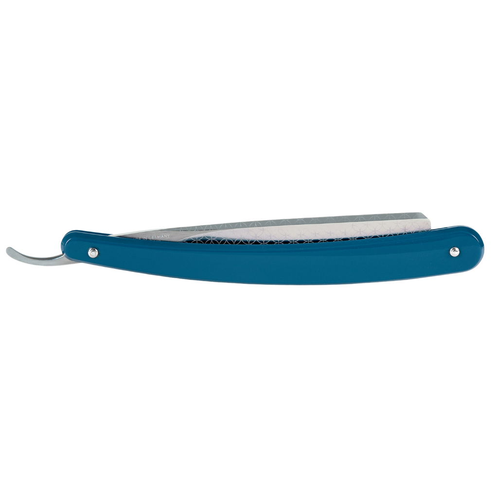 Dovo Runde Sache Straight Razor 5/8&quot; Blue Acrylic Glass Carbon Steel