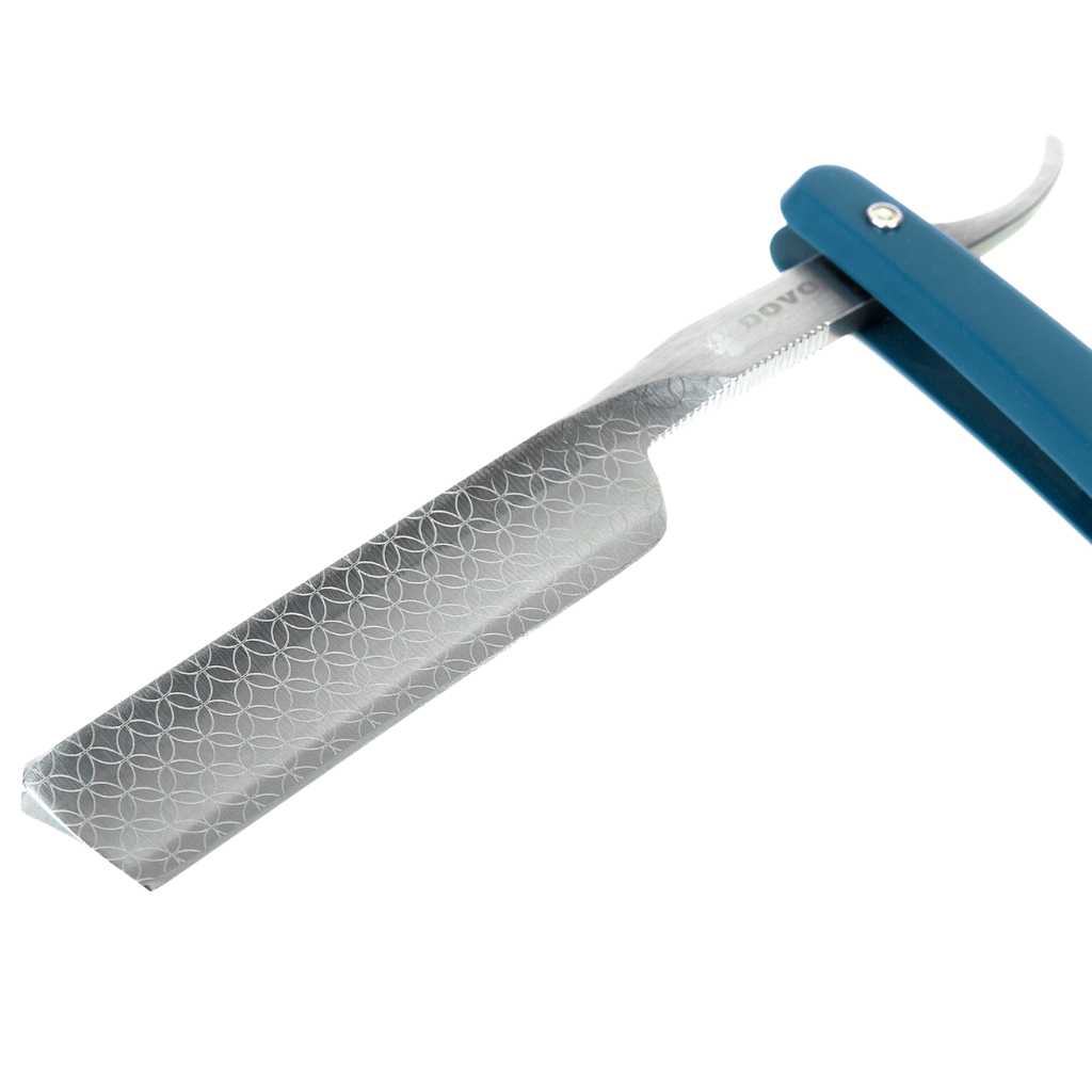 Dovo Runde Sache Straight Razor 5/8&quot; Blue Acrylic Glass Carbon Steel