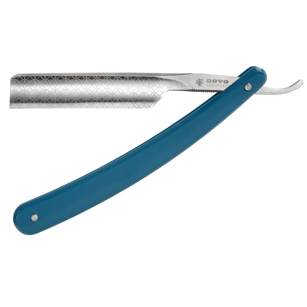 Dovo Runde Sache Straight Razor 5/8&quot; Blue Acrylic Glass Carbon Steel