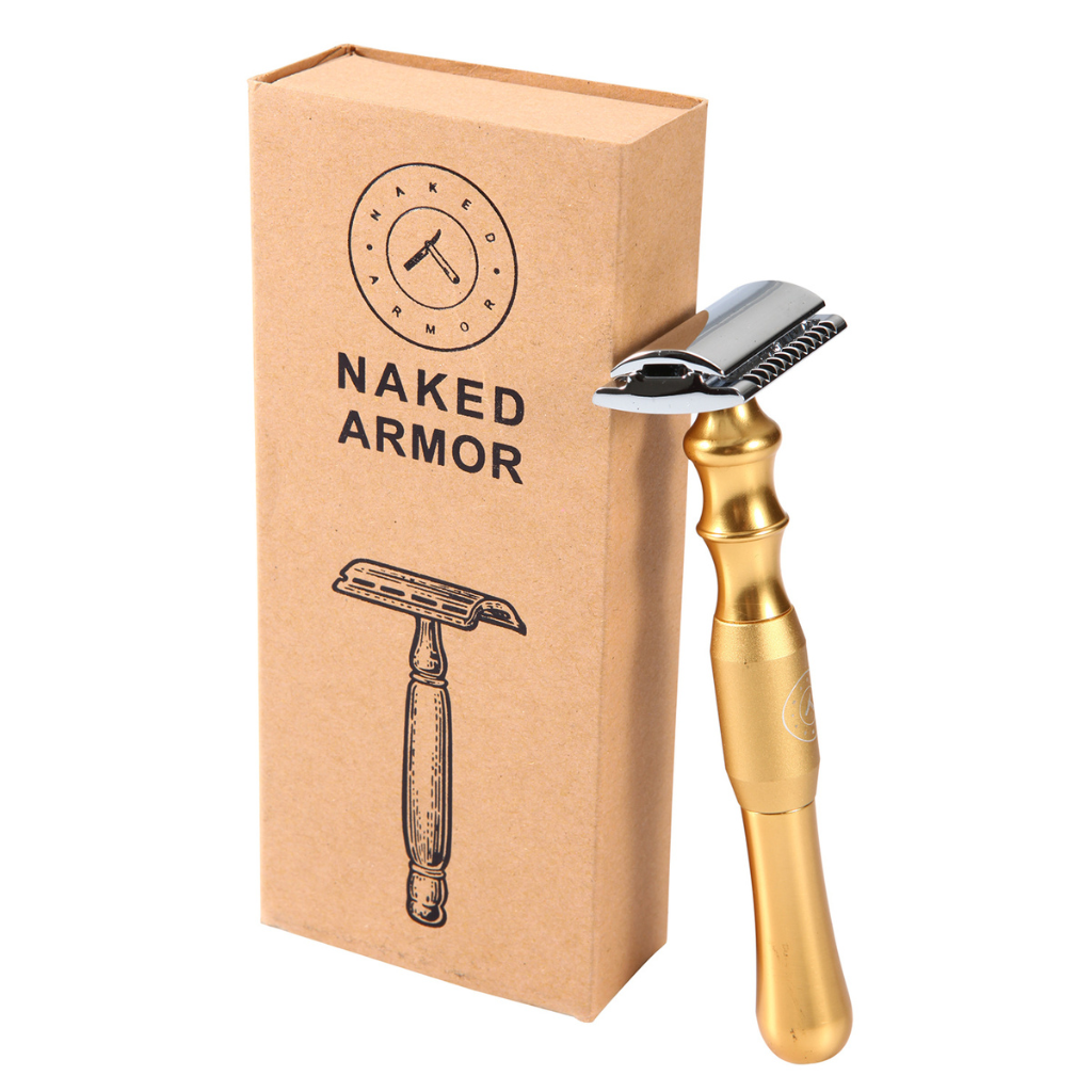 Naked Armor Gold Bleoberis Safety Razor Zinc Copper Zinc Aluminum.