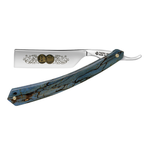 Thiers Issard 'Médaille Pascal' Straight Razor 6/8" Spalted Stabilized Blue Beech Wood Carbon Steel