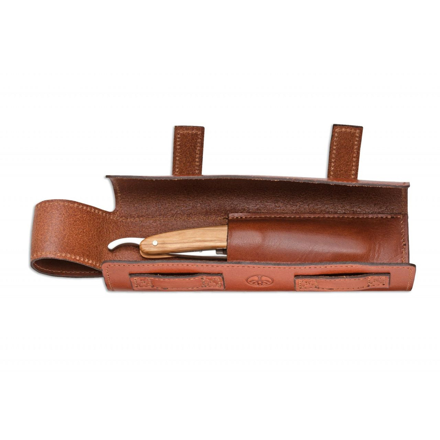 090014 Boker Brown Leather Roll-up Straight Razor Travel Case