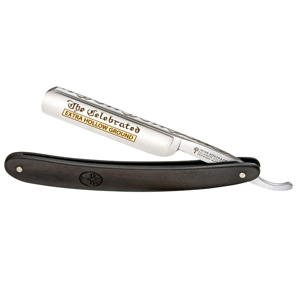 Boker The Celebrated Ebenholz Ebony Round Point 5/8&quot; Carbon Steel Straight Razor