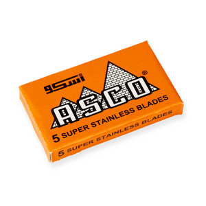 Asco Super Stainless Steel Orange Teflon Coated Double Edge Razor Blade 5-Pack
