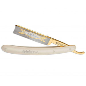 Boker Edelweiss Special Edition Ivory Spanish Point 5/8" Gilded Carbon Steel Straight Razor
