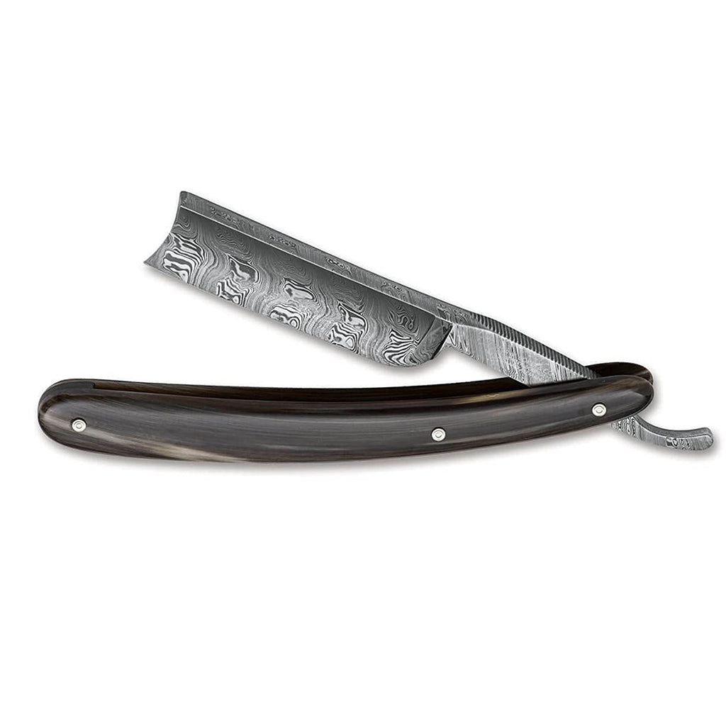 Boker Damascus Horn Straight Razor 6/8".