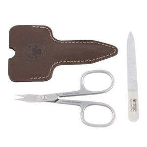 Dovo 2 Piece Manicure Set in a Brown Leather Case