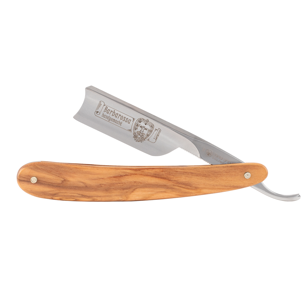 Dovo Barbarossa Straight Razor 5/8 Olivewood Spanish Point Carbon Ste -  Grown Man Shave