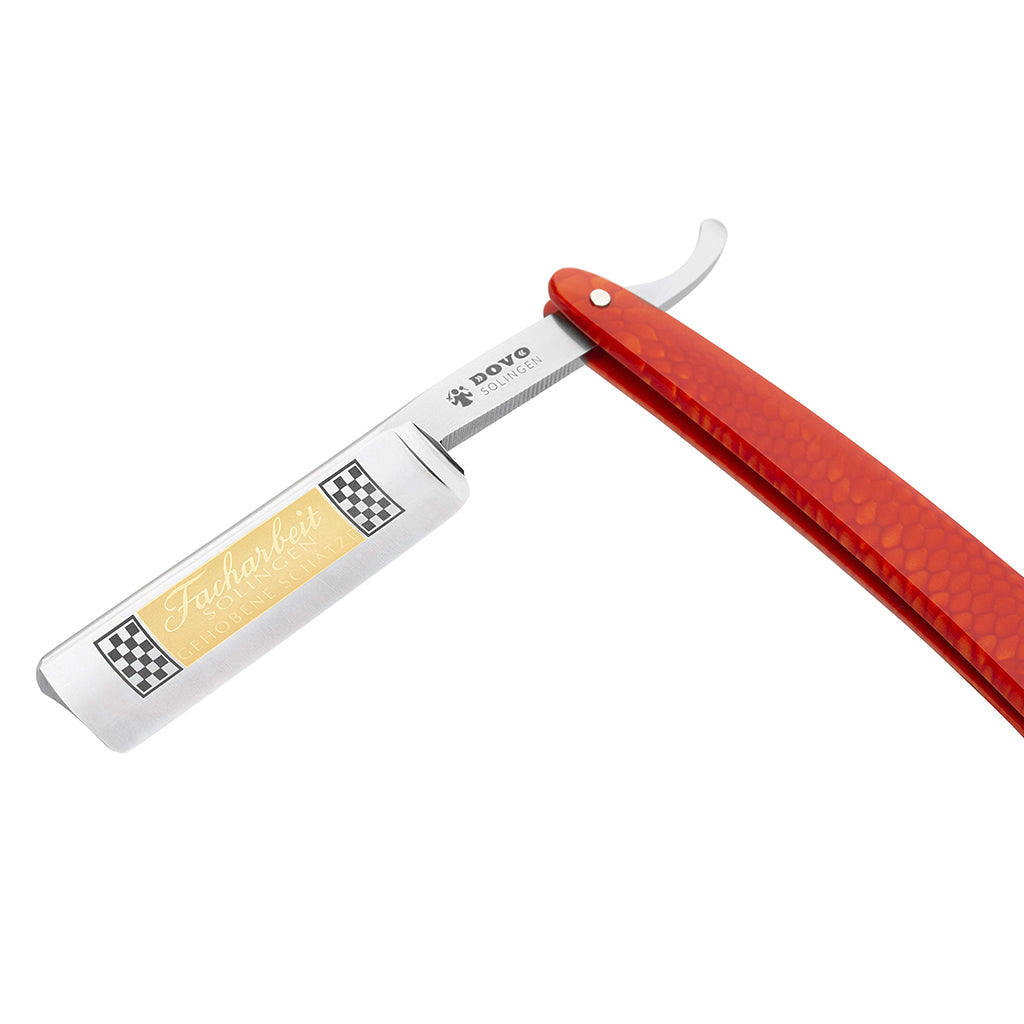 Dovo Facharbeit Straight Razor 6/8&quot; Red Acrylic Stainless Steel.