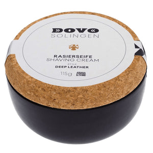 Dovo Tallow Deep Leather Shaving Soap With Stoneware Ceramic Bowl 4 oz