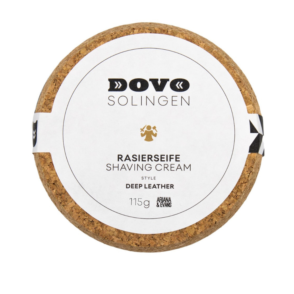 Dovo Tallow Deep Leather Shaving Soap With Stoneware Ceramic Bowl 4 oz.