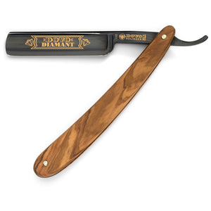Dovo Diamant Olive Wood Handle Straight Razor, Black Full Hollow Ground Carbon Steel Blade 5/8 Inches