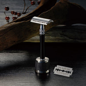 feather ws d2s stainless steel double edge safety razor wooden handle with stand