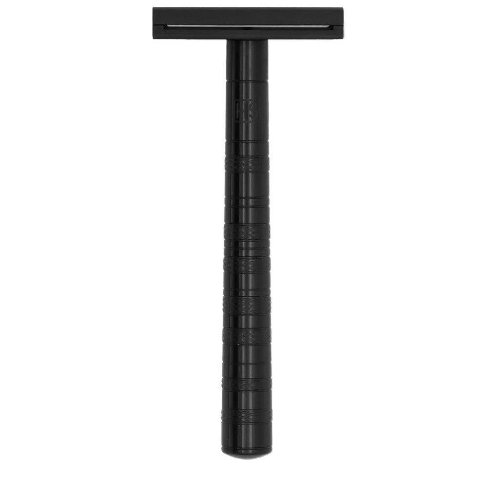 Henson Aluminum AL13 Jet Black Medium Safety Razor - Grown Man Shave