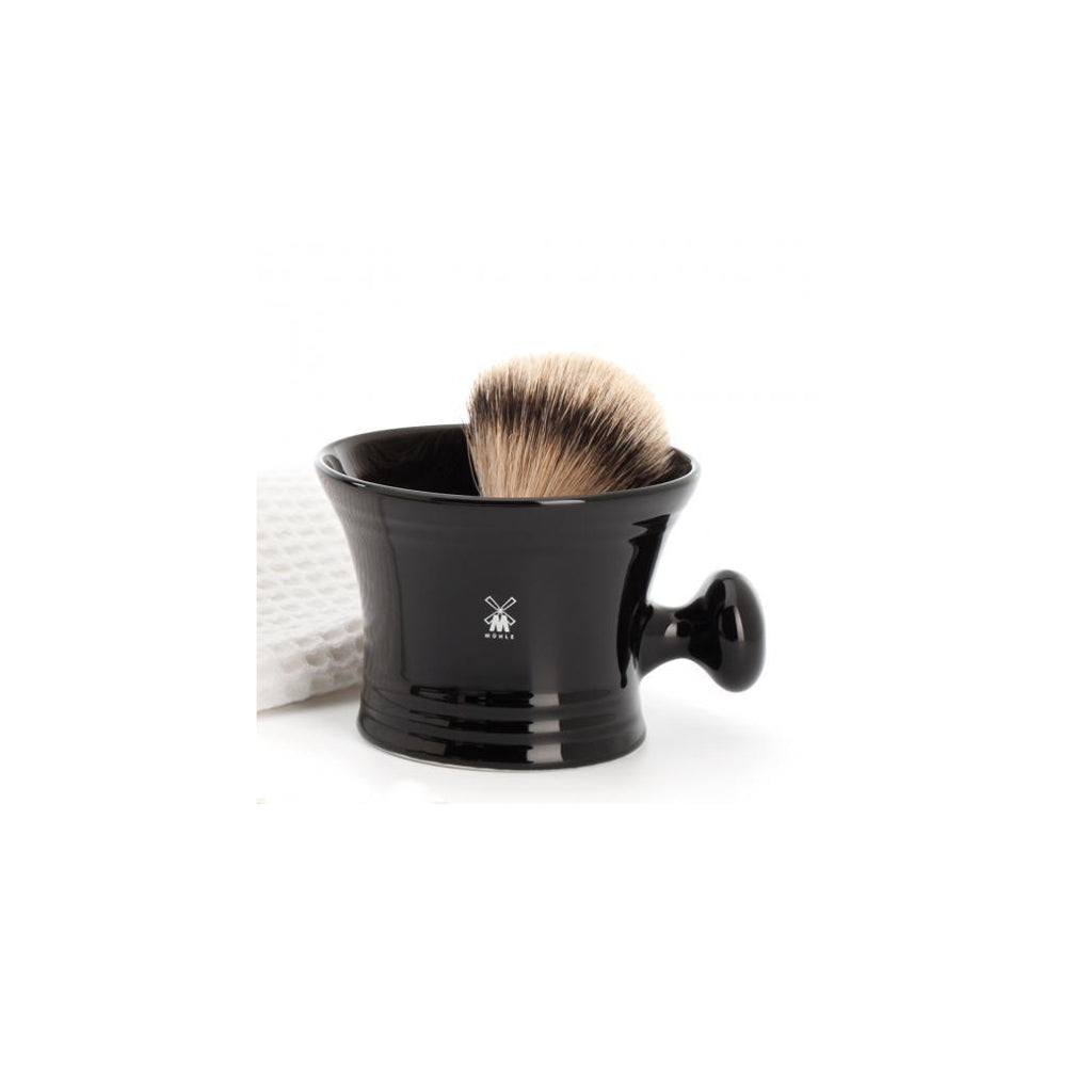 Muhle Black Porcelain Shaving Mug With Handle