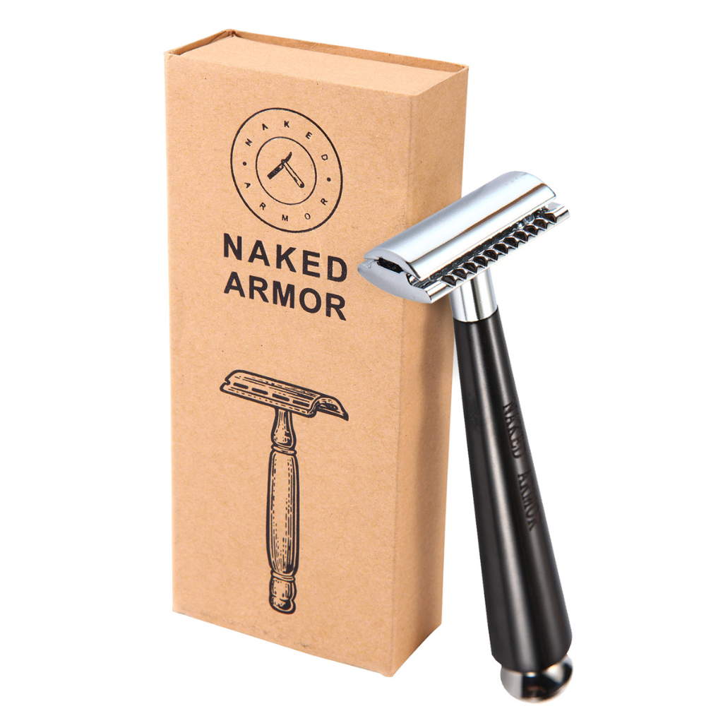 Naked Armor Aglovale Safety Razor Ebony Wood Zinc Aluminum.