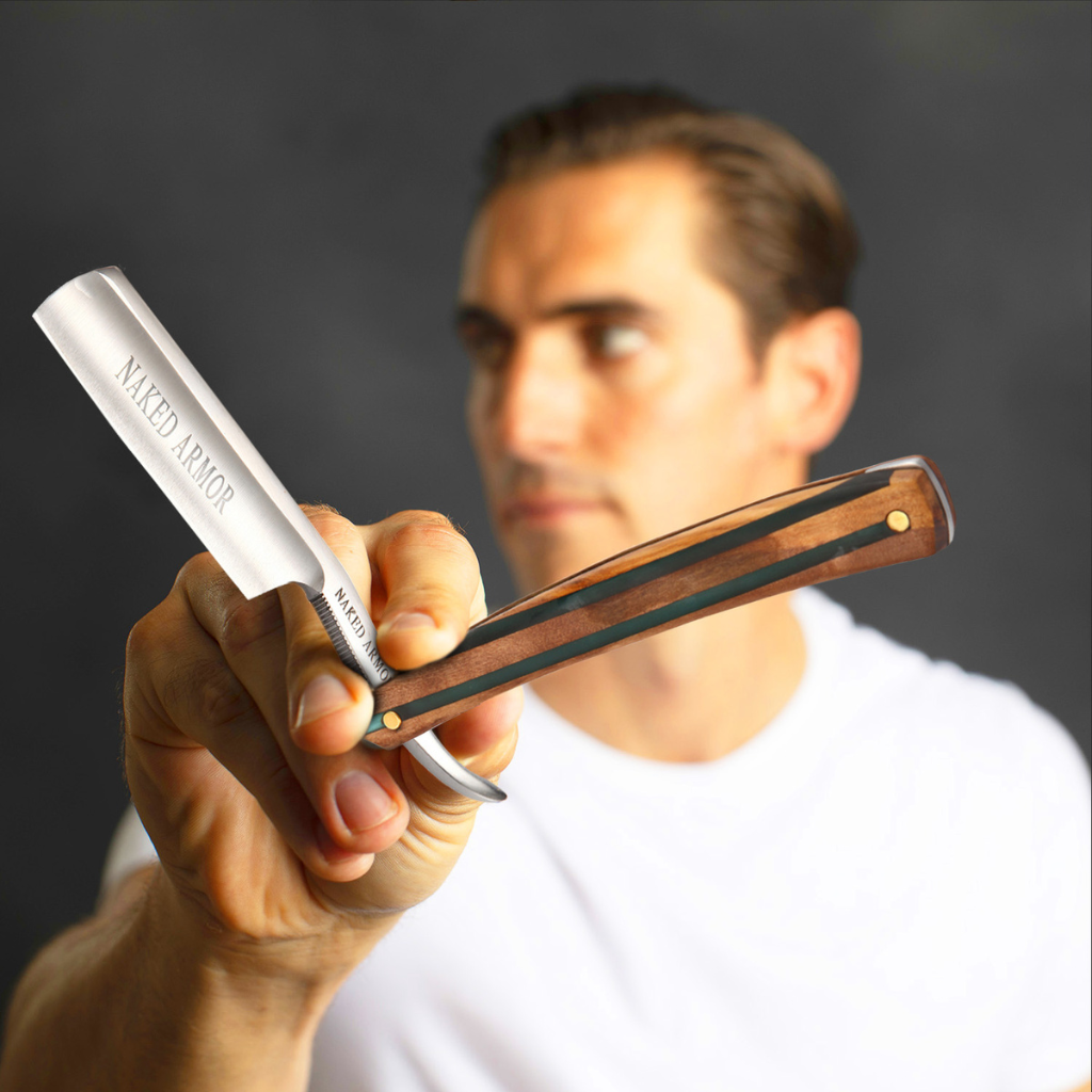 Naked Armor Lac Straight Razor 7/8&quot; Sandalwood Japanese Steel.