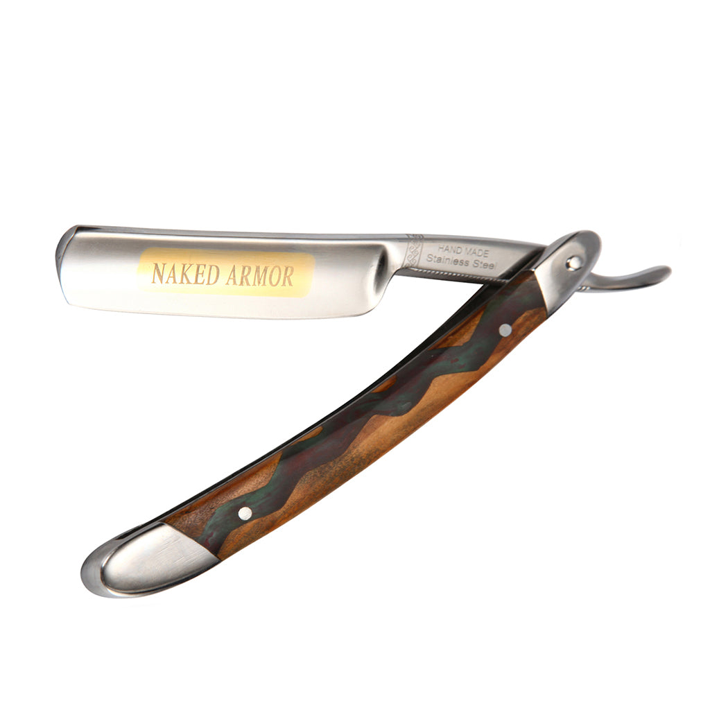 Naked Armor Meliant Straight Razor 7/8&quot; Olive Wood Japanese Stainless Steel.