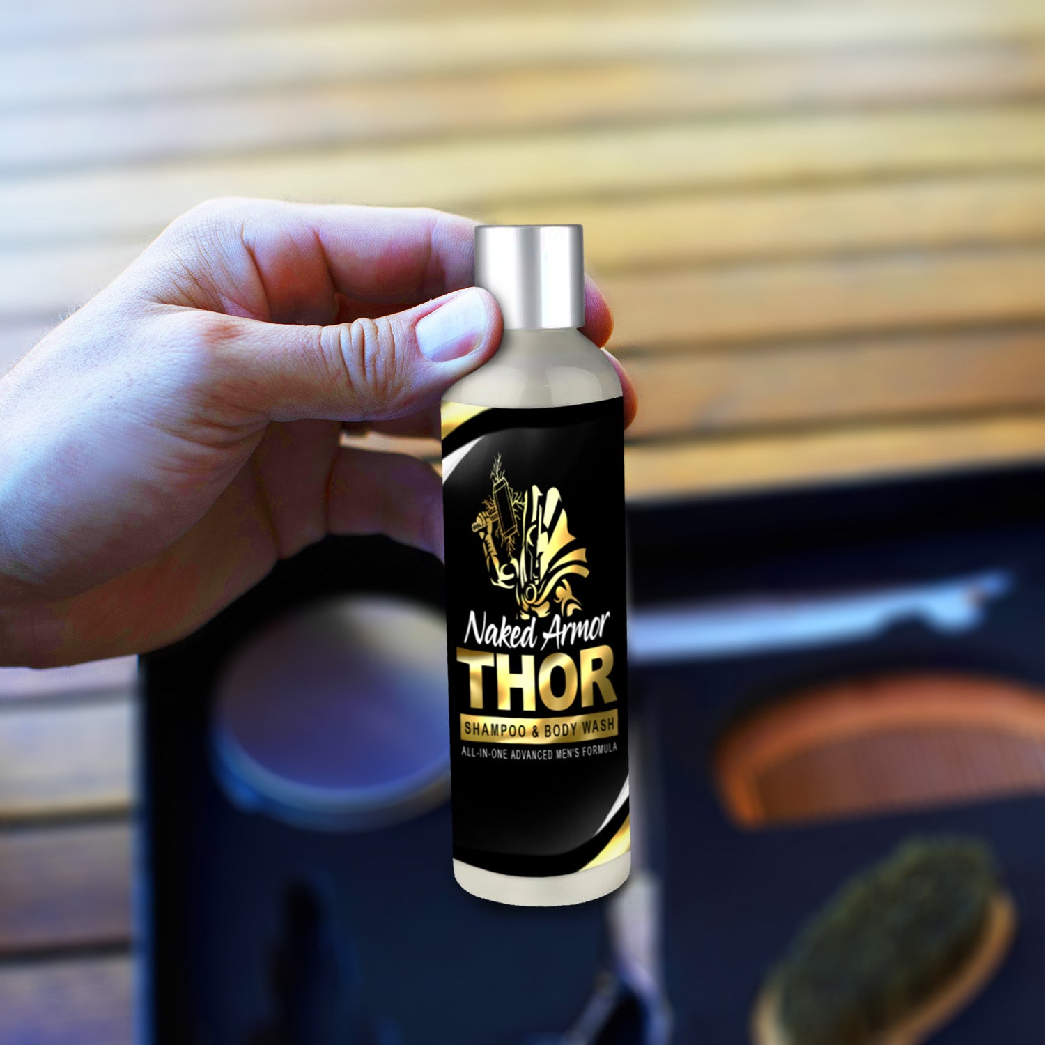 Naked Armor Thor All-In-One Shampoo &amp; Body Wash 8 fluid ounces (Vegan Friendly).