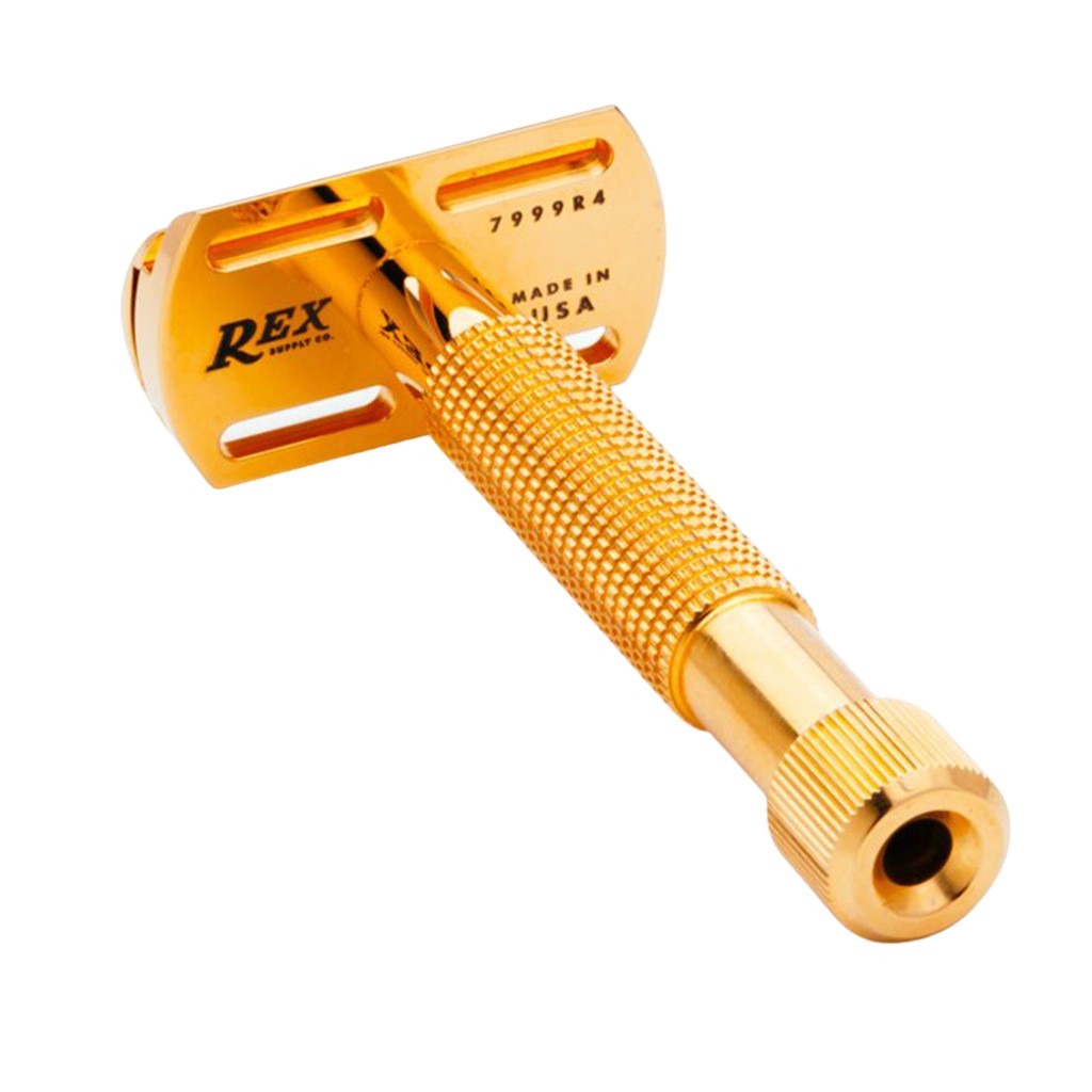 Rex Envoy XL Deluxe 24k Gold Plated 3 Piece Safety Razor - Grown