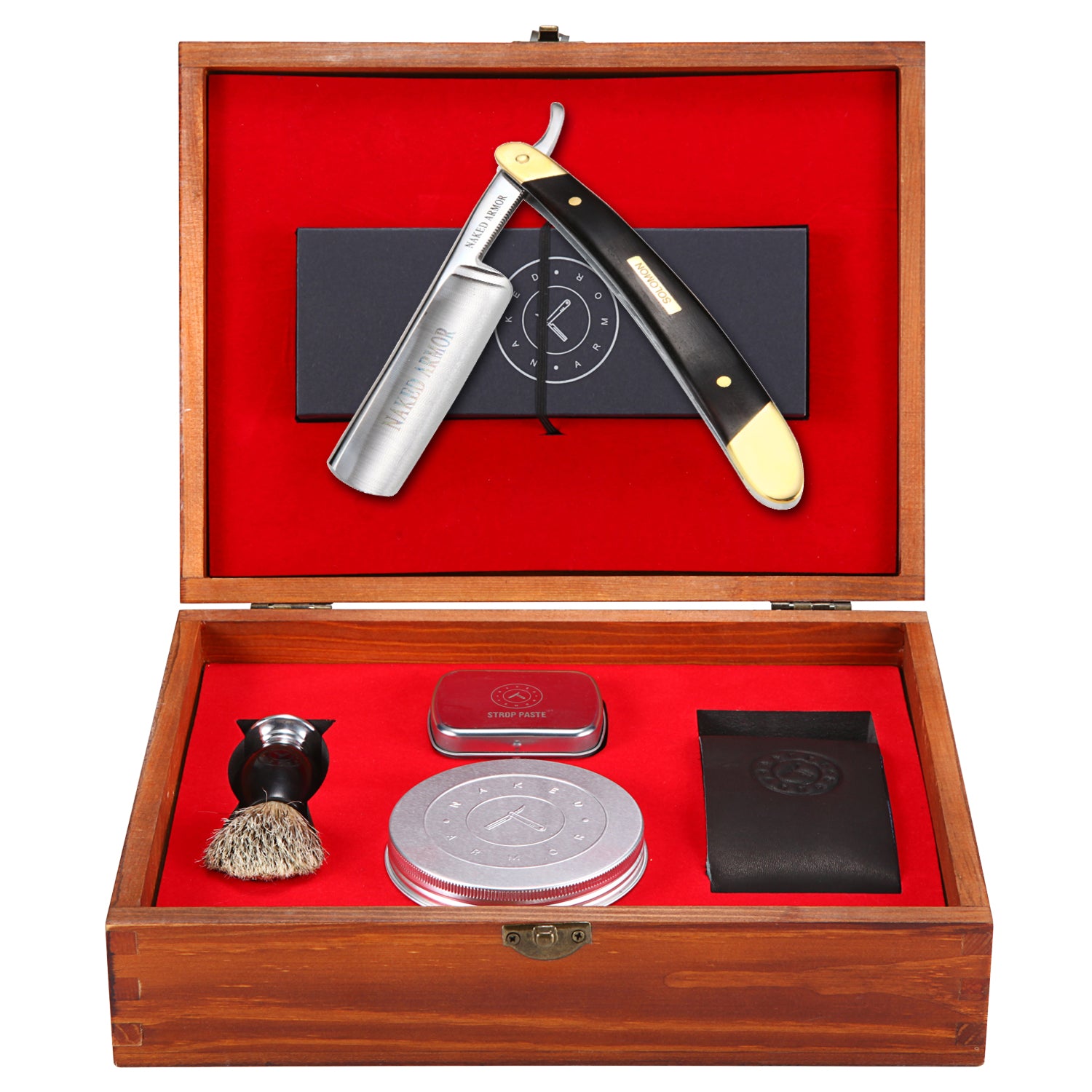 Naked Armor Solomon 7 Piece Straight Razor Kit 7/8 Black.