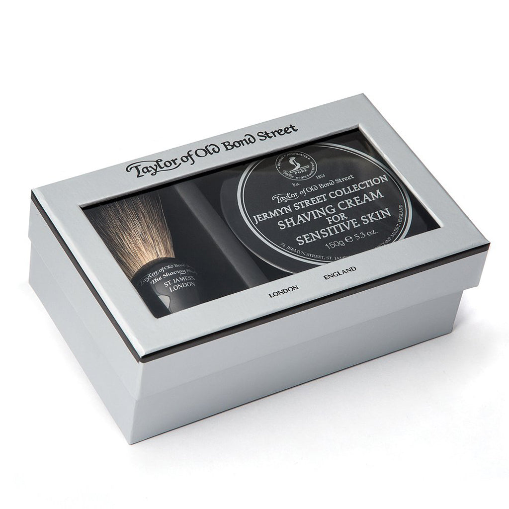 Taylor of Old Bond Street Black Pure Badger Brush &amp; Jermyn Gift Box