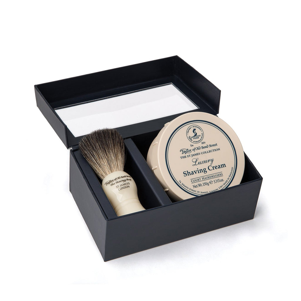 Taylor of Old Bond Street Pure Badger &amp; St James Shaving Cream Gift Box