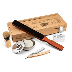 Thiers Issard 8 Piece Flamed Maple Straight Razor Kit
