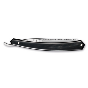 Thiers Issard Historic Forged Black Cow Horn "Bucephale" Straight Razor 6/8" Round Nose Carbon Steel