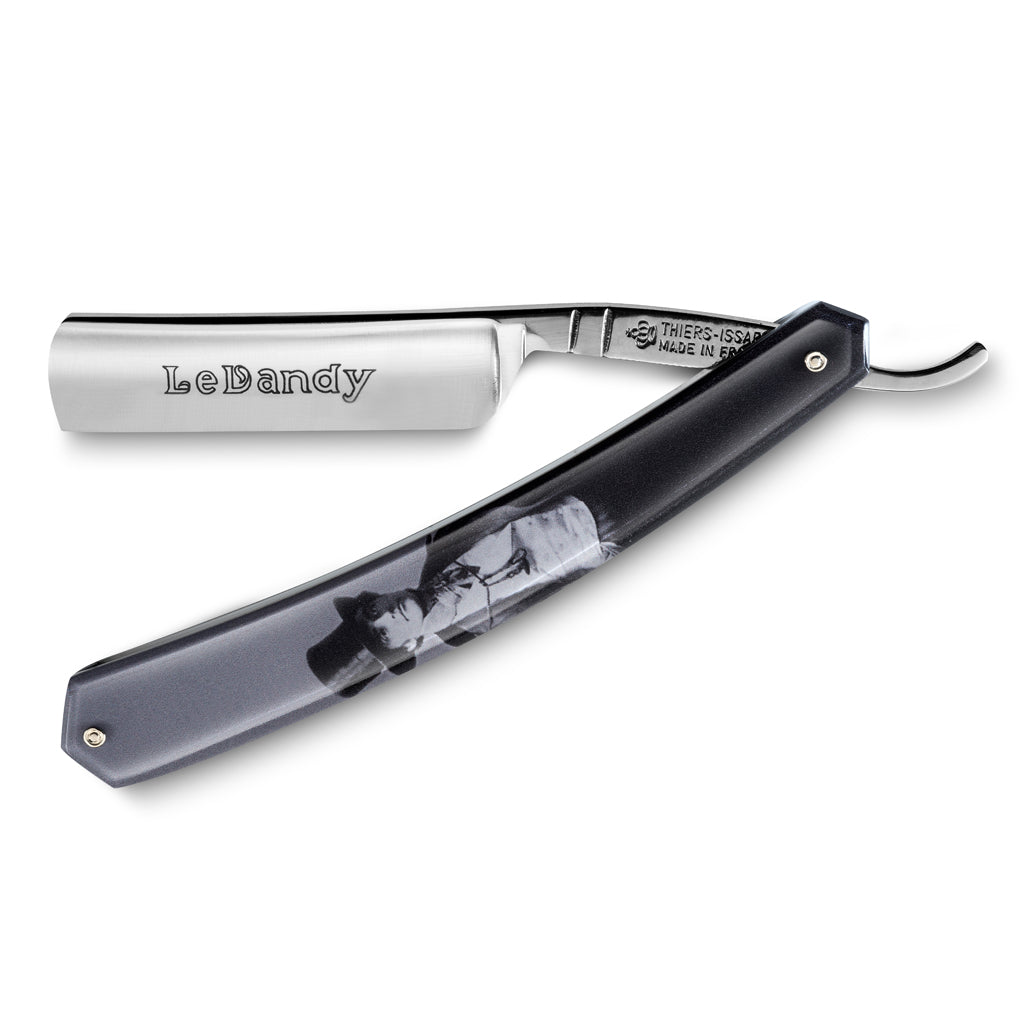 Thiers Issard &#39;Le Dandy&#39; Straight Razor 6/8&quot; Plexi Plastic with Dandy Inlay Carbon Steel.