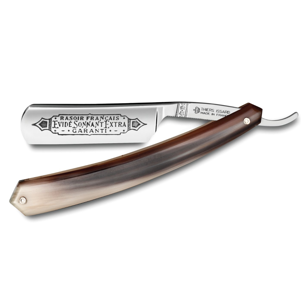 Thiers Issard &#39;Evide Sonnant Extra Garanti&#39; Straight Razor 5/8&quot; Blond Horn Carbon Steel